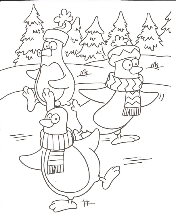 ice skating penguin coloring pages - photo #3