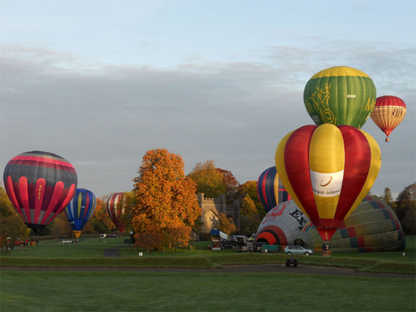 "hot air balloons over birr castle"